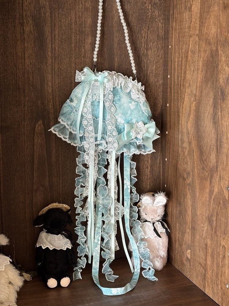Green Hand/Crossbody Bag Pink Jellyfish-shaped /
