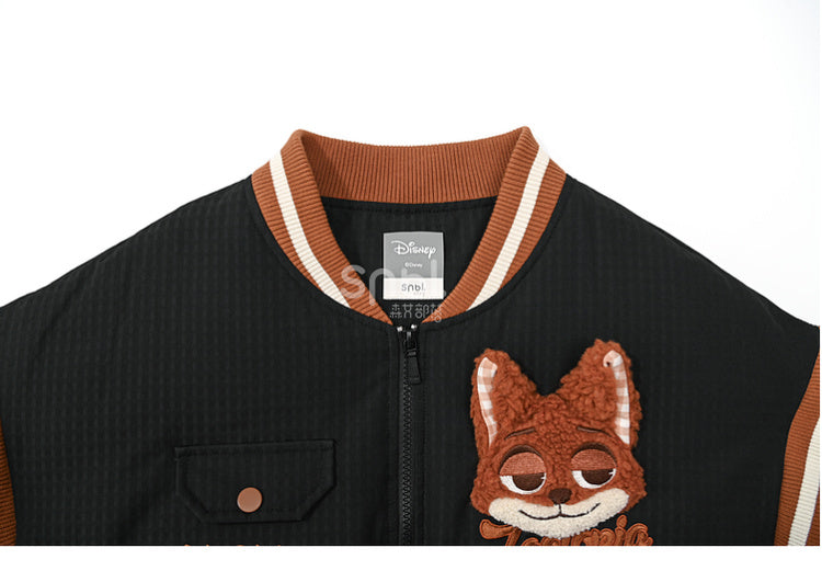 Zootopia Nick Applique Black Down Jacket Detachable Sleeves