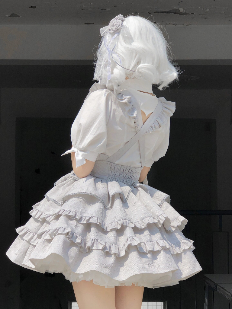 Lace-up Skirt Frill Silver Gothic