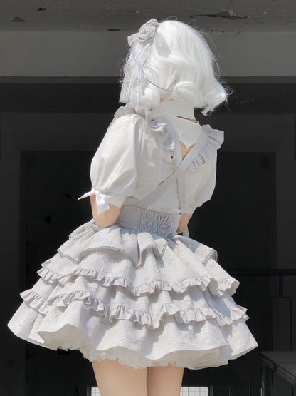 Lace-up Skirt Frill Silver Gothic