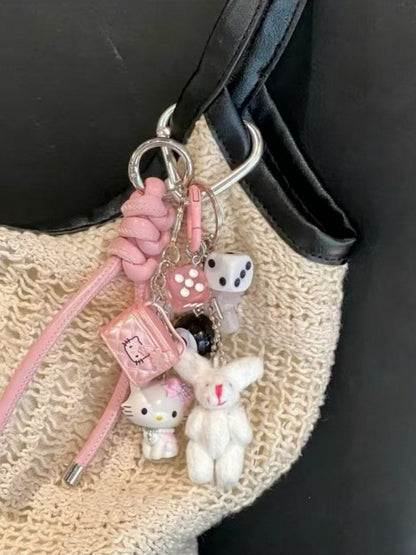 Kawaii Rabbit Cat Keychain Pendant - Kiwi Store