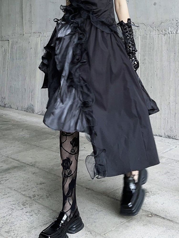 ゴシックブラックロゼットフィッシュネットタイツ