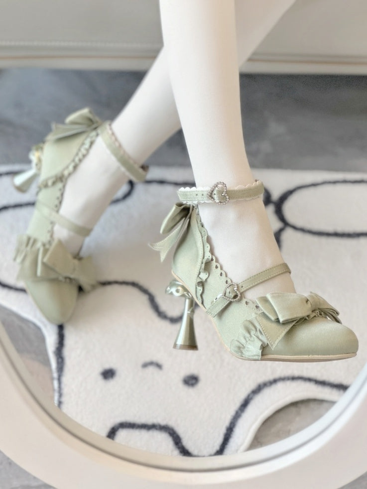 Details High-heel Green Light Janes Bow Mary - Satin