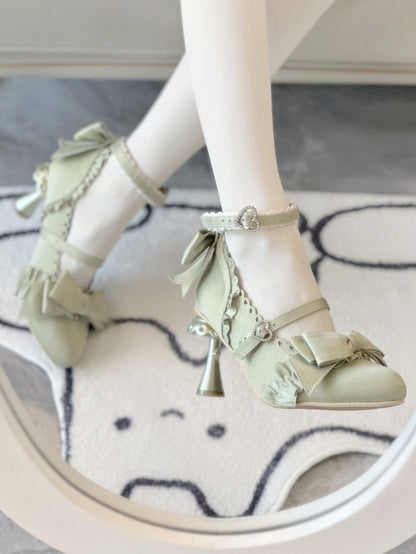 Details High-heel Green Light Janes Bow Mary - Satin