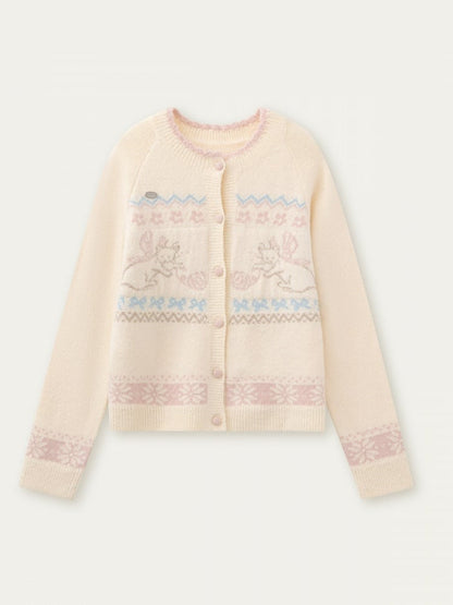 Pattern Cat Knit Vintage with Beige Sweater Design