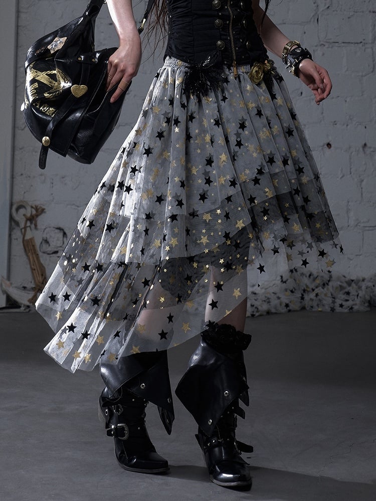 Kleid Balletcore Stufenrock aus Netzstoff, trägerlos, Grau/Asche