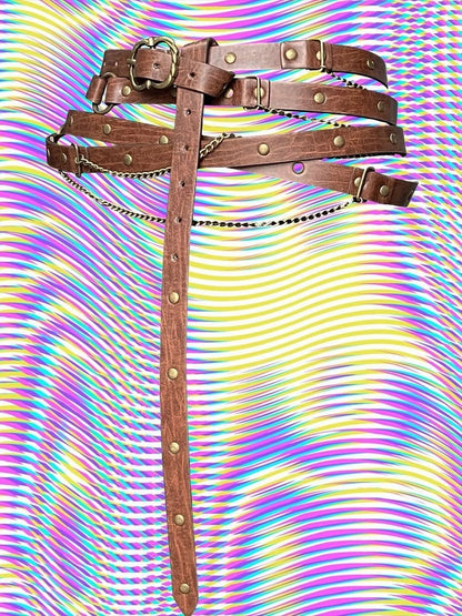 Waist Belt Punk Black/Khaki Charm Chain