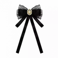 Tie Accent Satin with Black Bow Lace Rhinestone