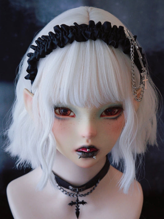 Ruffle Black Pin Decorated Cross KC Design With Trim