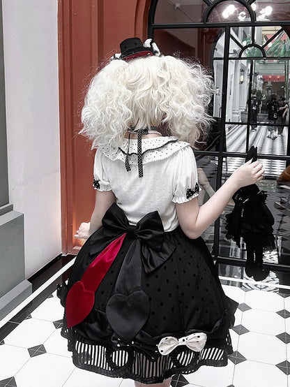 White Polka Dot Collar Knitted Gothic Lolita Cardigan with Bows - Tan Tuan