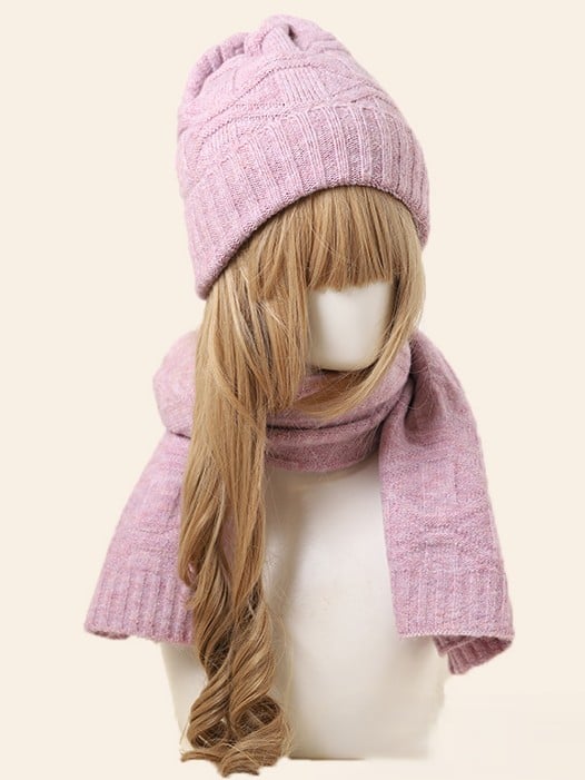 Color 5 Beanie Knitted Scarf Options Set