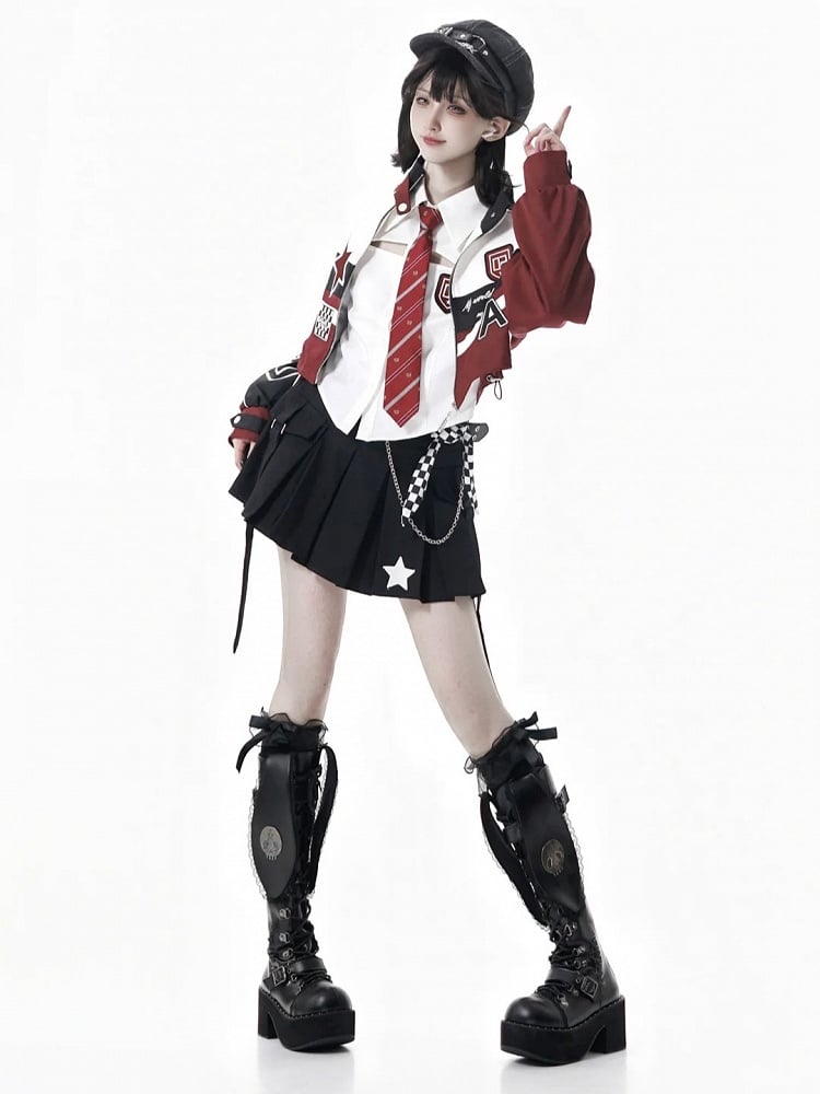 Pleat Straps Accents with and Skort Star Black Box Mini