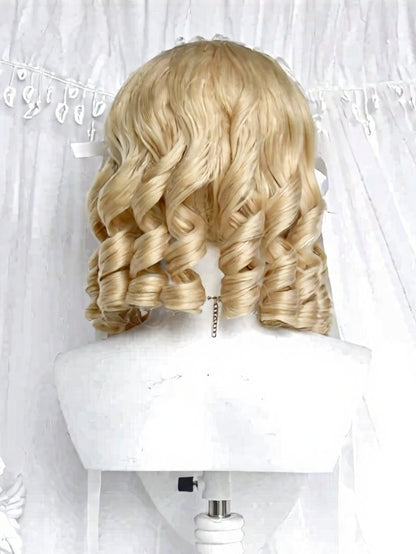 Blonde 40cm Short Roman Curly Wig with Full Bangs - Sinwavy