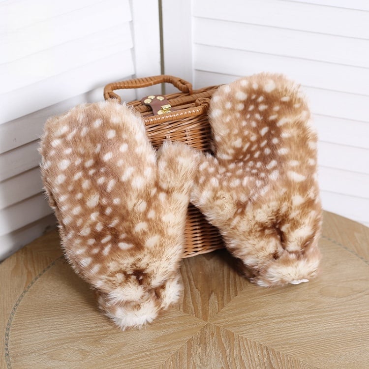Gloves Pair Cute Deer-Spot of Warm Plush A Pattern