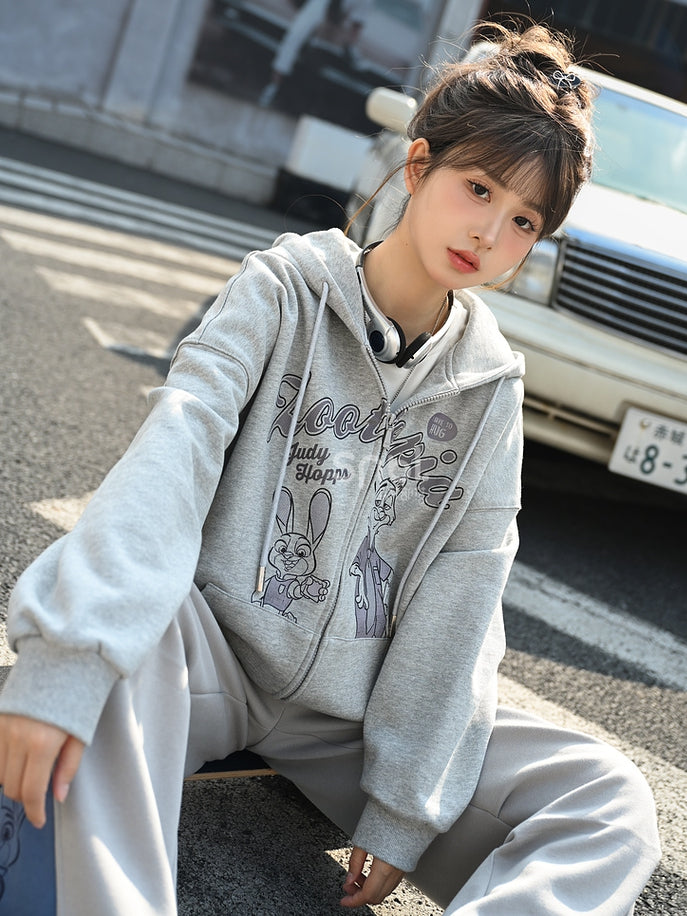 Zootopia Judy und Nick Print Grauer Reißverschluss-Hoodie