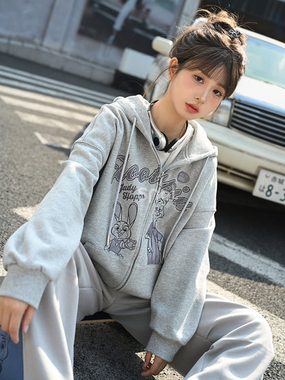 Zootopia Judy und Nick Print Grauer Reißverschluss-Hoodie