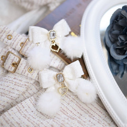 ジライケイ ライトブルー ラインストーン ハートチャーム ヘアクリップ