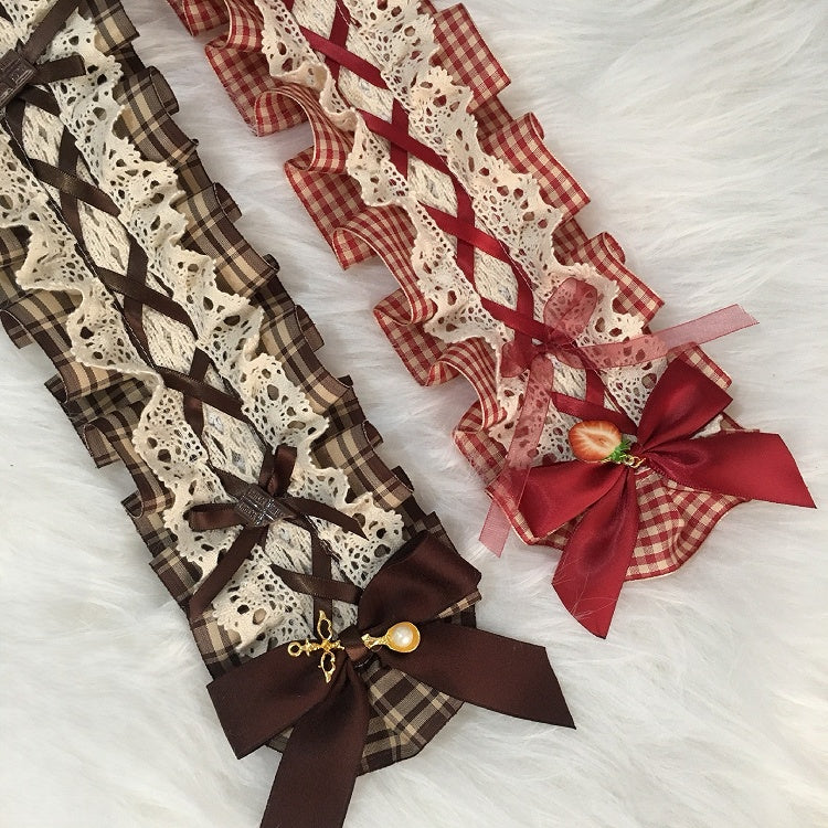 Options Ruffled Loilita 3 Color Hairband Bow Plaid Details