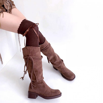 ブラック / ホワイト / グレー / ブラウン スイート セルフタイ 蝶結び JK ストッキング