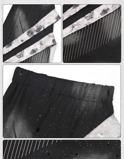 Futuristische Metall Fransen Cyberpunk Schwarze Beinwärmer Mode Y3K