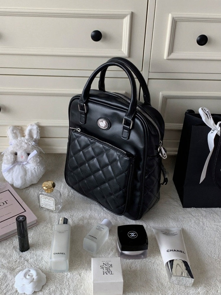 Black Diamond Pattern Shoulder Bag - Lalacita