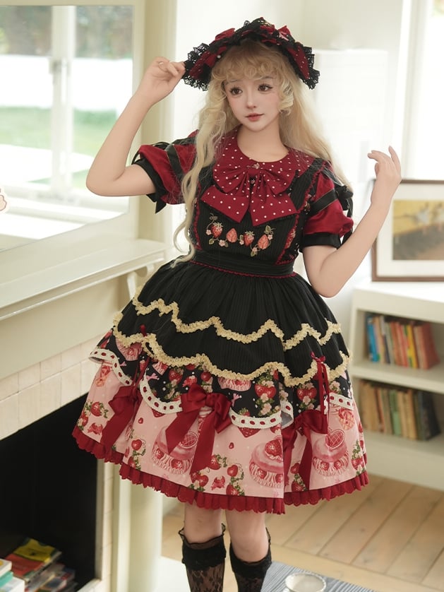 Erdbeersüße Lolita-Haube