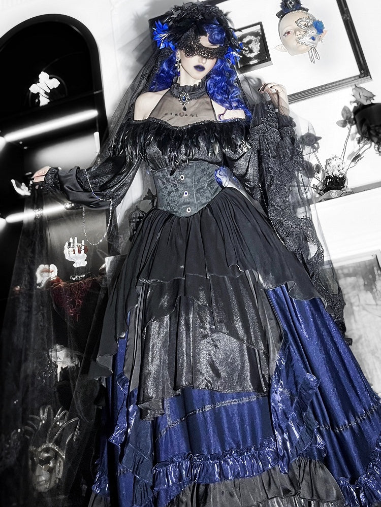 Gothic Lolita Boned High Waist Layered Long Skirt
