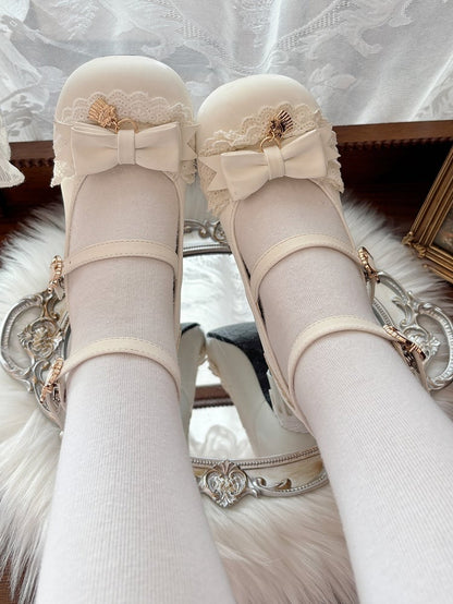 Mary Sweet Round White with Toe Top Lolita Bow Jane in
