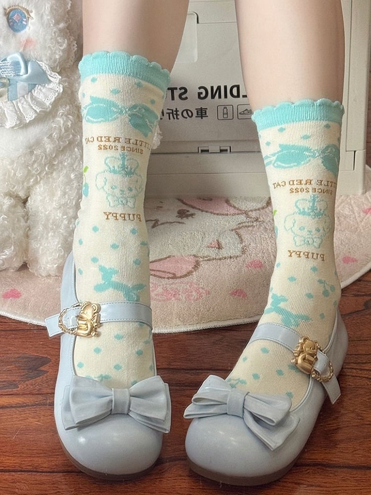 Herz Top Schleife Schnallen Himmel bei Hugging Bear Lolita Sweet Flats mit Blau