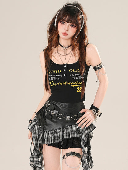 ブラックレターポイントトップタンクグラマラス