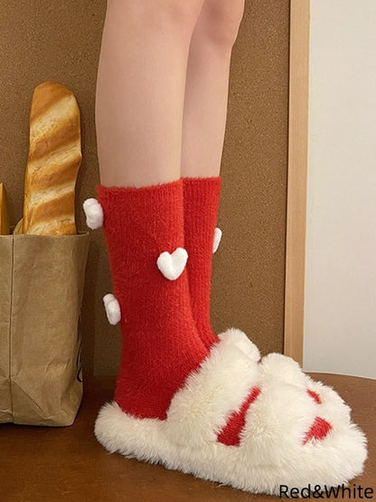 Socks Decorated Heart Colors Warm Fuzzy 5