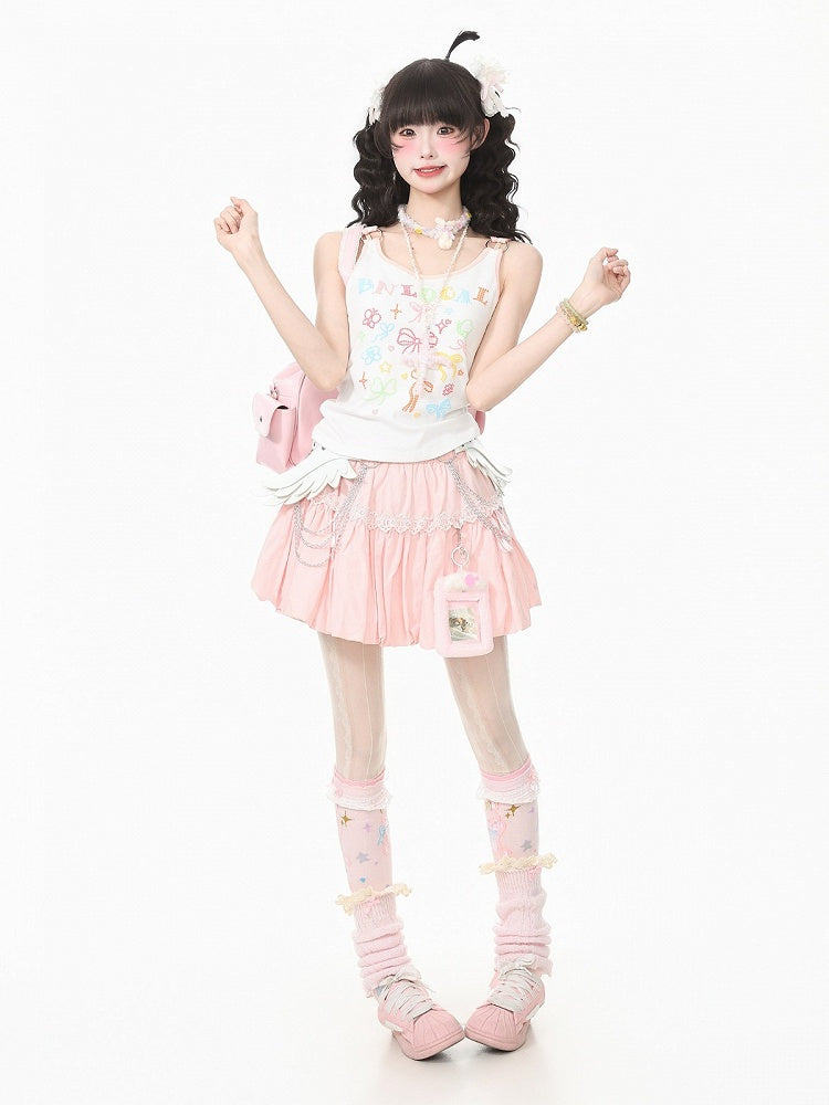 White Polka Dot Bow Camisole Top with Kawaii Style - Languid Park