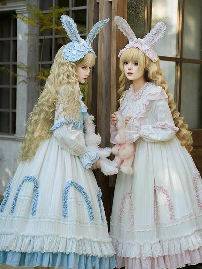 Pink Sweet / Lolita Blue Ears Bunny Hairband Upright