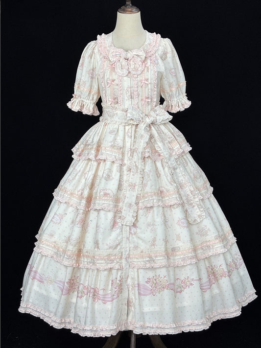 Tiered Ruffle Pink Cottagecore Dress - Miss Point
