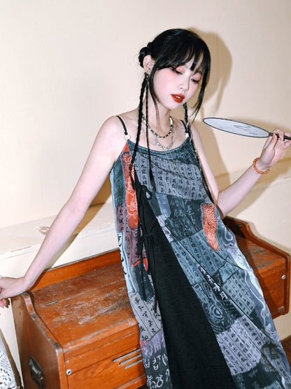 Printed Spaghetti Strap Dress - Quirky Hut