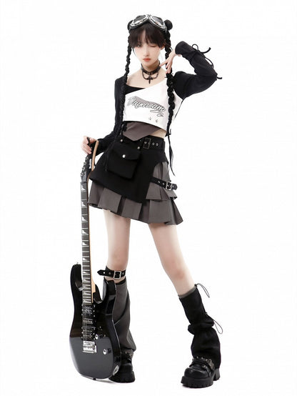 Leg Asymmetric Gray and Black Warmers