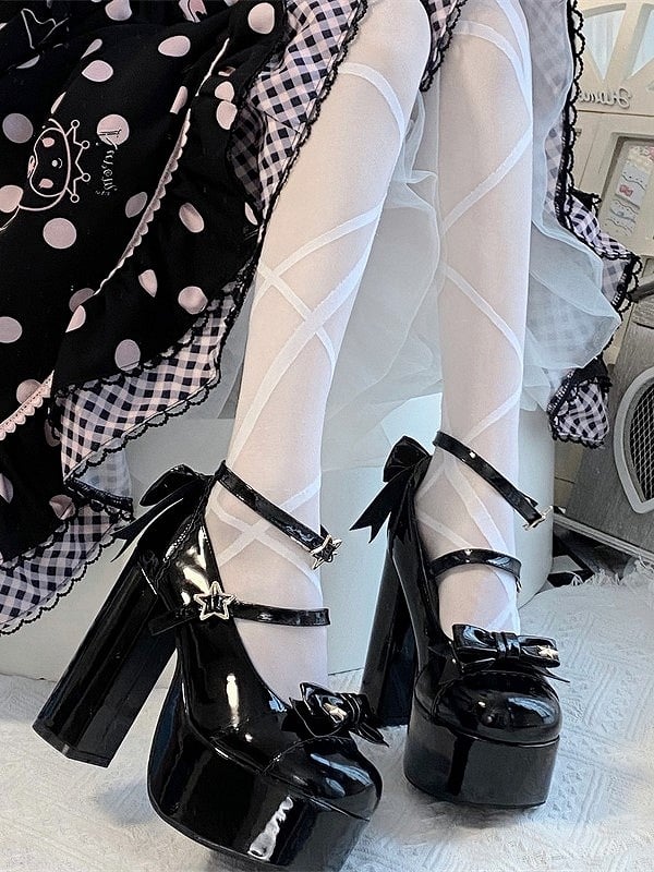 Jane Elegant 12cm with Shoes Black Mary Lolita High-heel Bow Accents Star