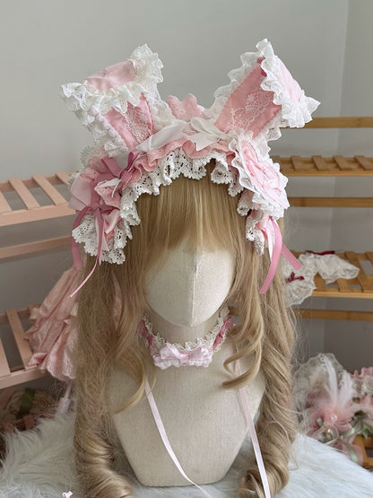Bow Ear Details Lace Color Hairband Trim Options 4 Bunny