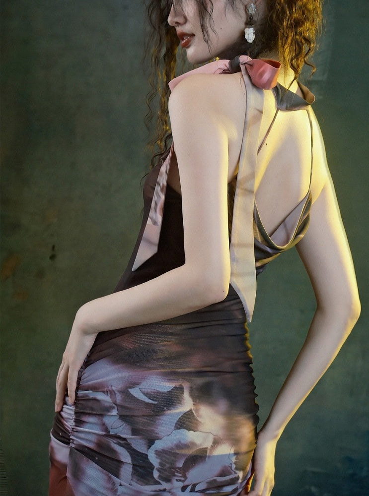 Versatile Long Mermaid Silhouette Halter Dress with Slim Fit - sijinstudio