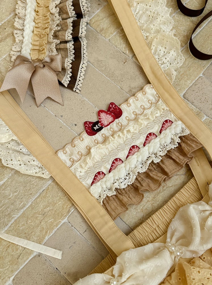 Strawberry Overall Lolita Embroidery Bodice Yellow Hem Sweet Cake Skirt Cupcake
