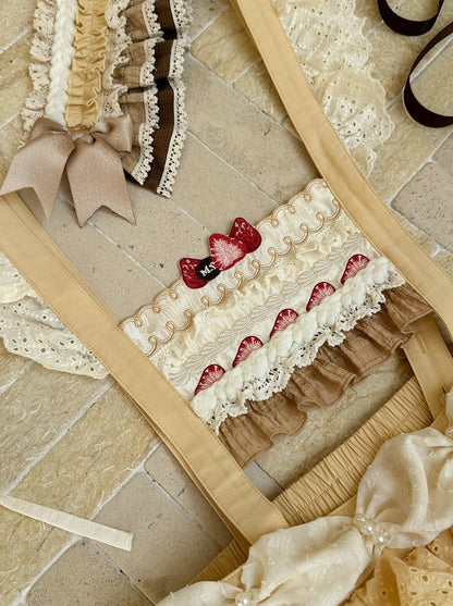Strawberry Overall Lolita Embroidery Bodice Yellow Hem Sweet Cake Skirt Cupcake