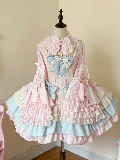 Plus Size White Black Pink Blue Apricot Lolita Bell Sleeve Blouse - Versatile girl