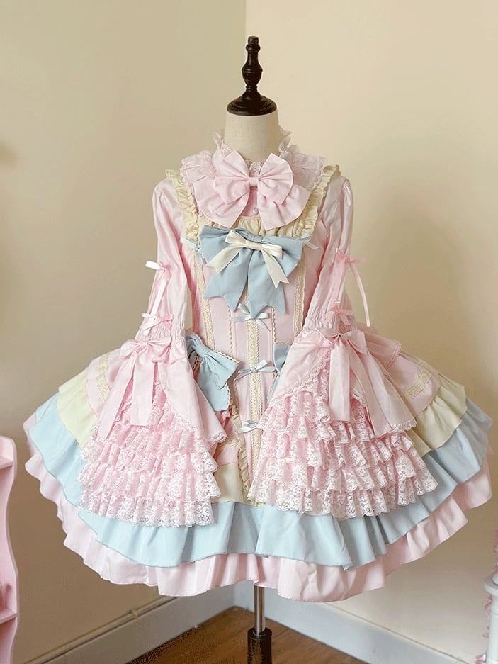 Black Pink Blouse Sleeves Size Plus Apricot White Lolita Bell Blue