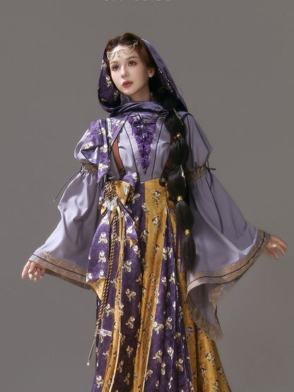 Purple Elegant Bell-Sleeve Lolita Blouse - Neoludwig
