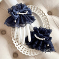 Blue Accents) Navy Cuffs Wrist Pearl Lolita (Lace