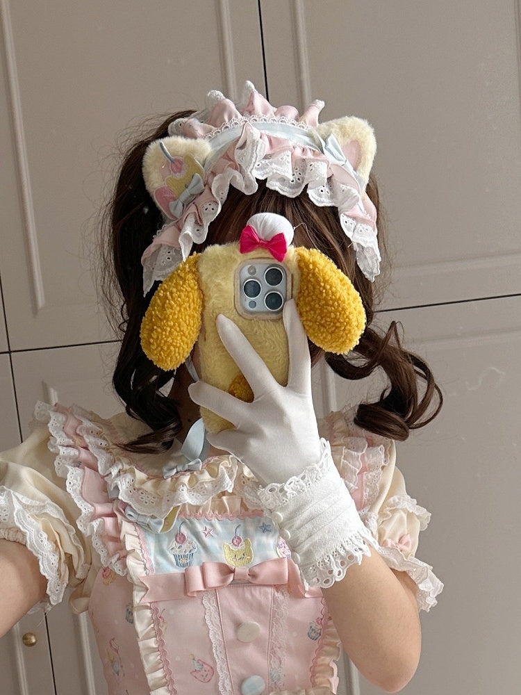 Bow Ear Lolita Pink and Kitten Hairband Blue