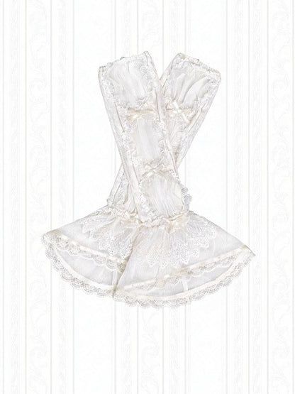 Blue & White Striped Detachable Sleeves with Lace - Stars Fall on the Foggy Island