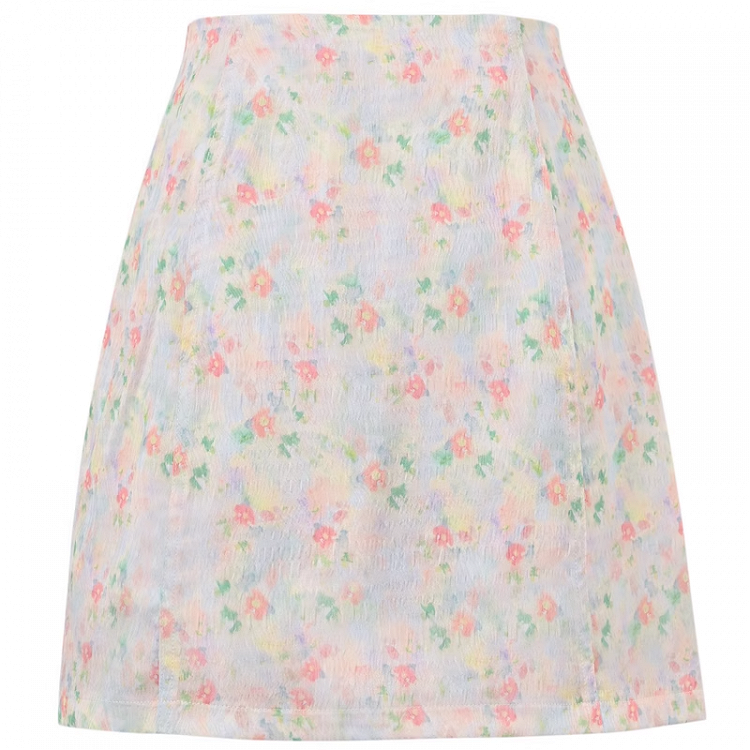 Skirt Colorful A-line Oil Painting Floral Print