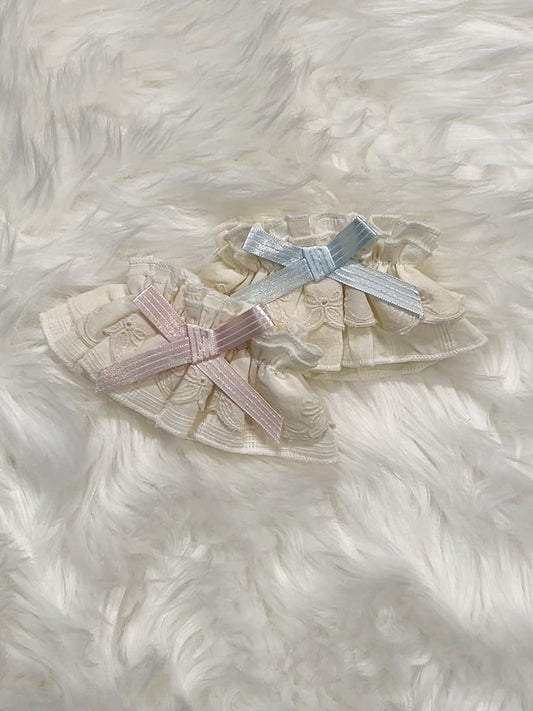Poignets Sweet Lolita à volants crémeux
