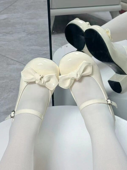Heel Bowknot Options Style Lolita Yellow Jane Kawaii 2 Mary Light Fashion Shoes